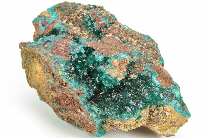 Sparkling Dioptase Crystals with Mimetite - N'tola Mine, Congo #209691